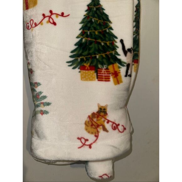 Christmas Cats presents Luxury velvet Berber Plush Throw Blanket Christmas tree - Picture 2 of 4